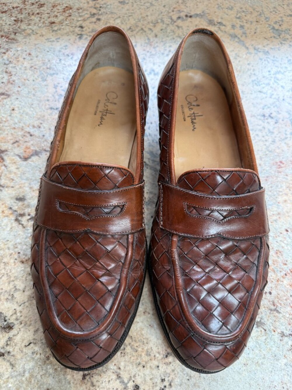 Cole Haan Collection Brown Woven Leather Penny Loafers Men's Size 10 D